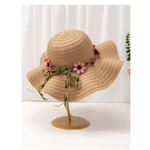 Floral Straw Sun Hat – Nón Cói Hoa Thời Trang Nữ Thanh Lịch Cho Mùa Hè