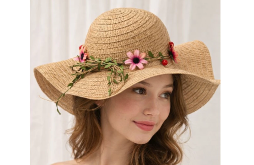 Floral Straw Sun Hat – Nón Cói Hoa Thời Trang Nữ Thanh Lịch Cho Mùa Hè