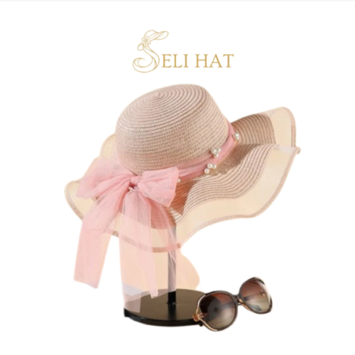 Nón Cói Hoa Straw Pink Ngọt Nghào Hot Trend