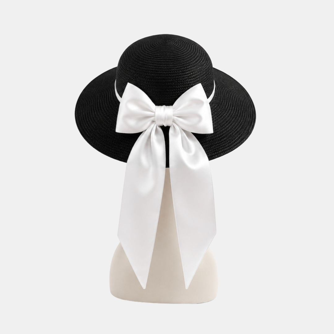 Nón Cói Noir Bow Vành Rộng Thanh Lịch